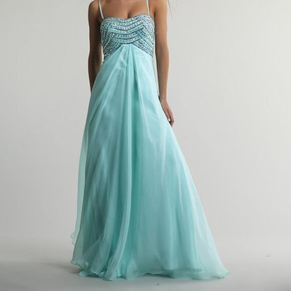 DAVE AND JOHNNY 10186 Strapless Aqua NWT 7/8 - Picture 1 of 10